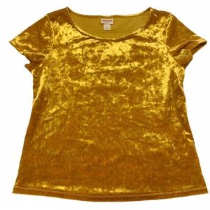 🌿 3/$22 Mossimo • Crushed Velvet Gold T-Shirt Top